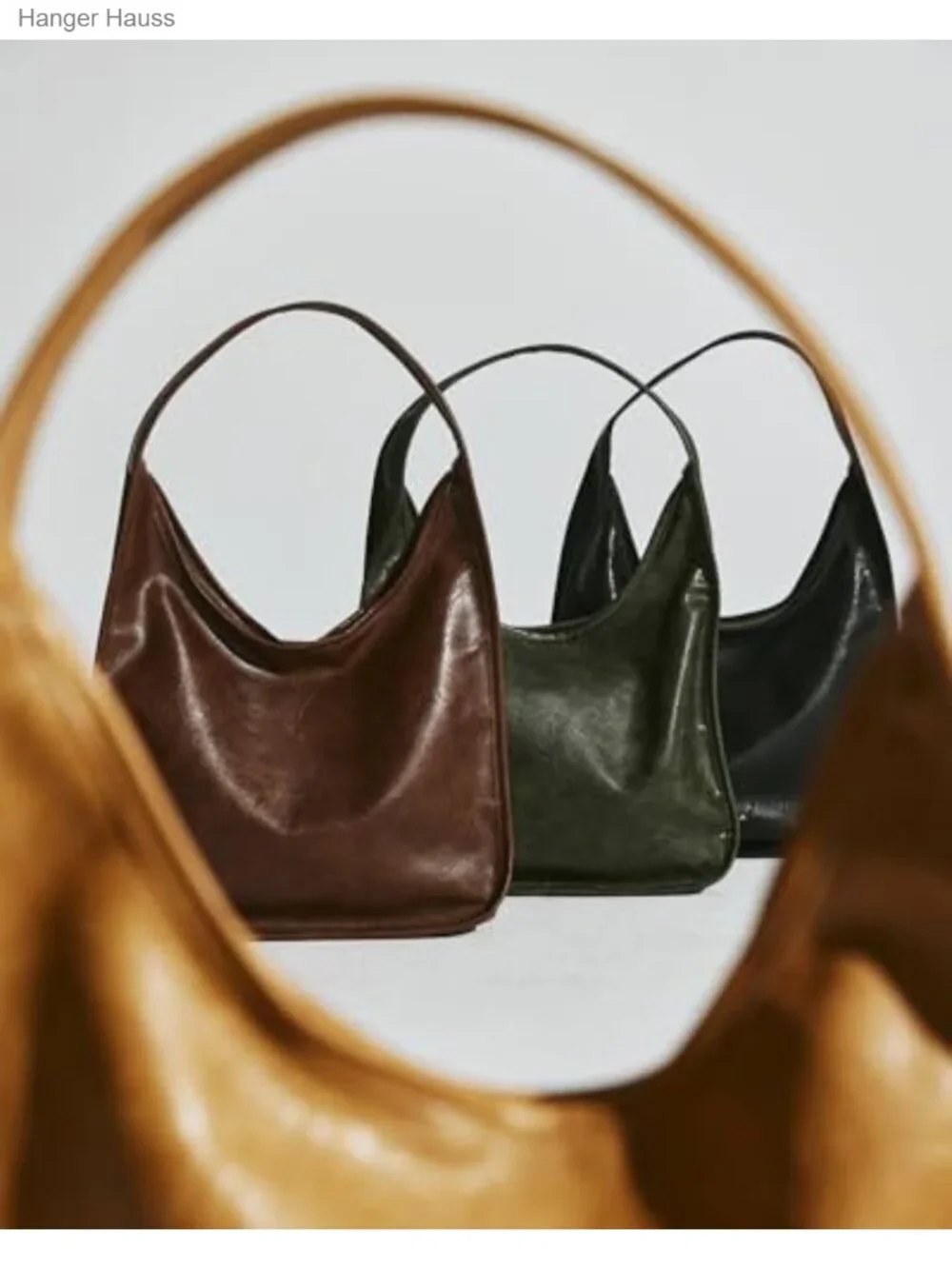 Vegan Leather Hobo Tote Bag, Zip Closure Shoulder Purse, 13